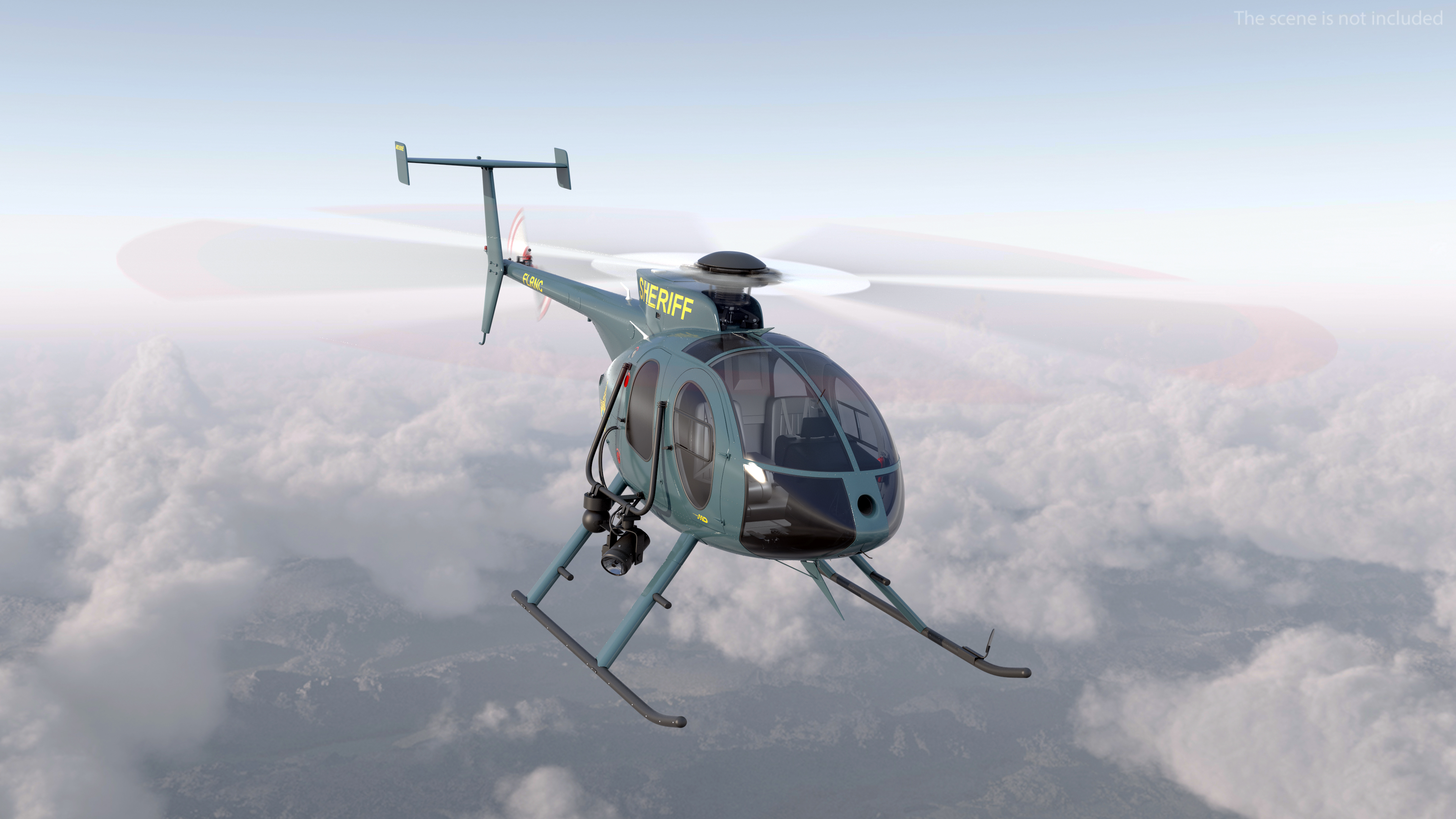 3D MD 500E Sheriff Helicopter Rigged model