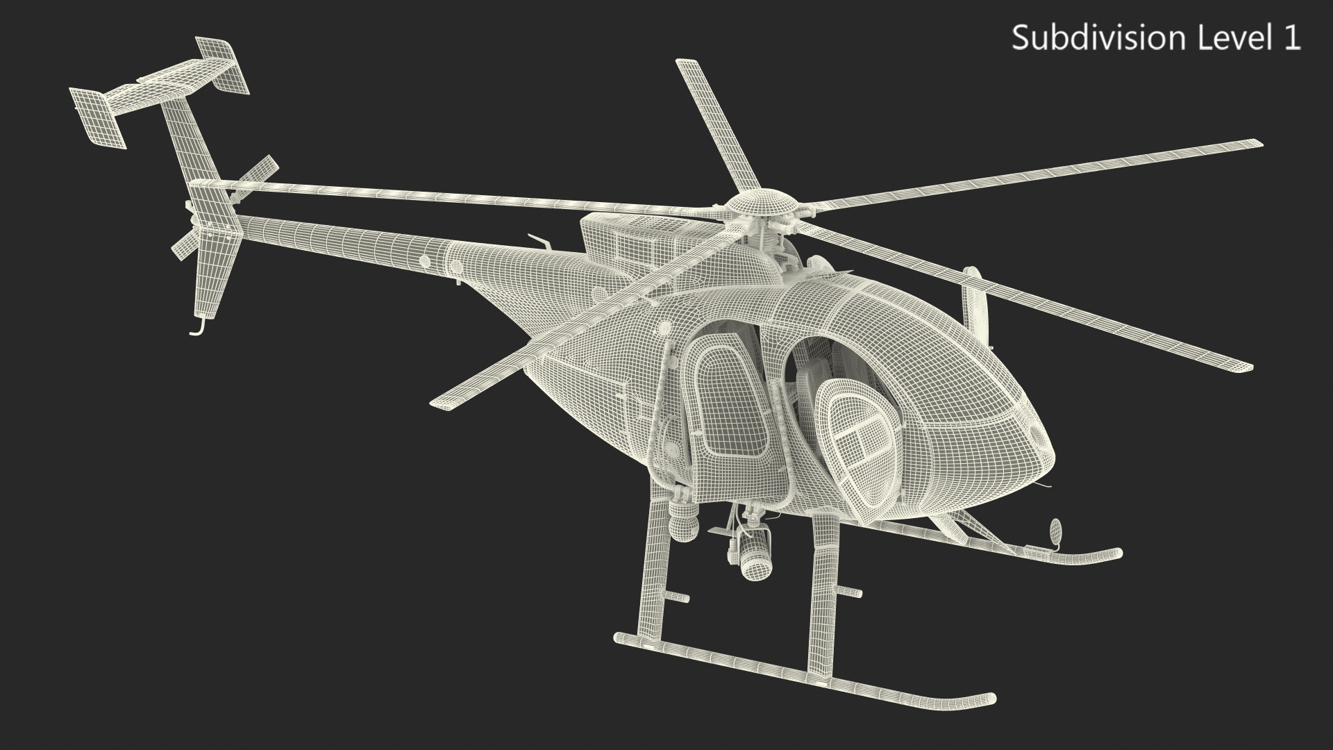 3D MD 500E Sheriff Helicopter Rigged model