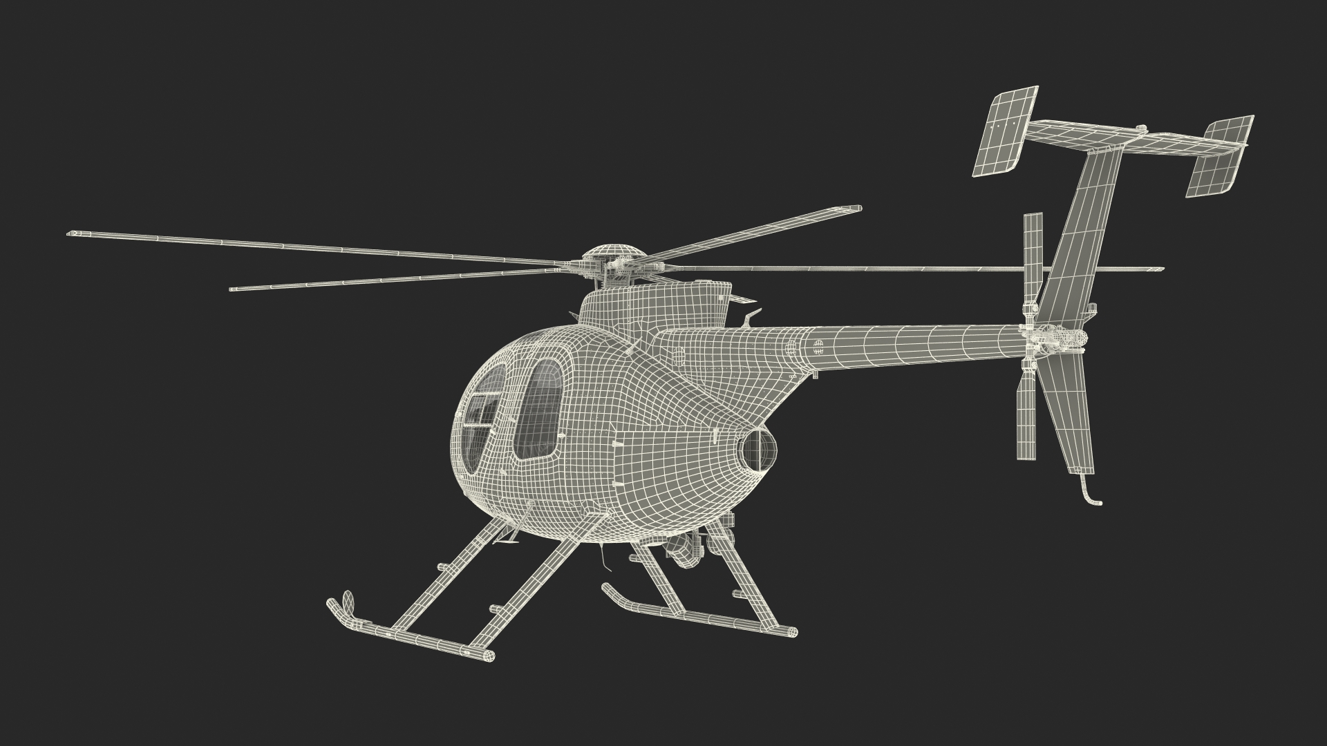 3D MD 500E Sheriff Helicopter Rigged model