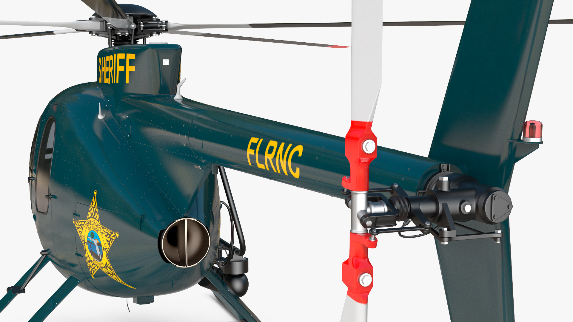 3D MD 500E Sheriff Helicopter Rigged model