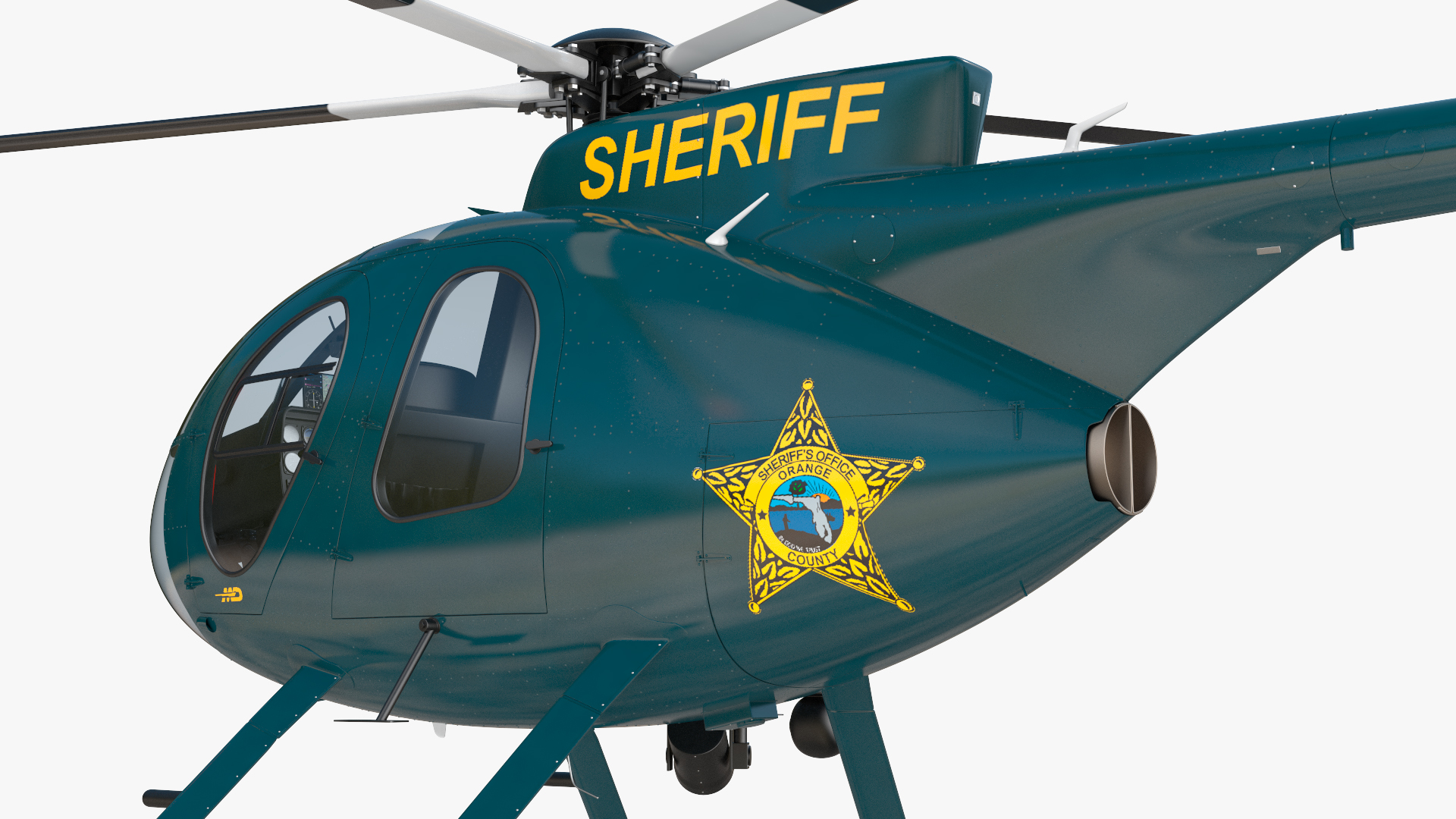 3D MD 500E Sheriff Helicopter Rigged model