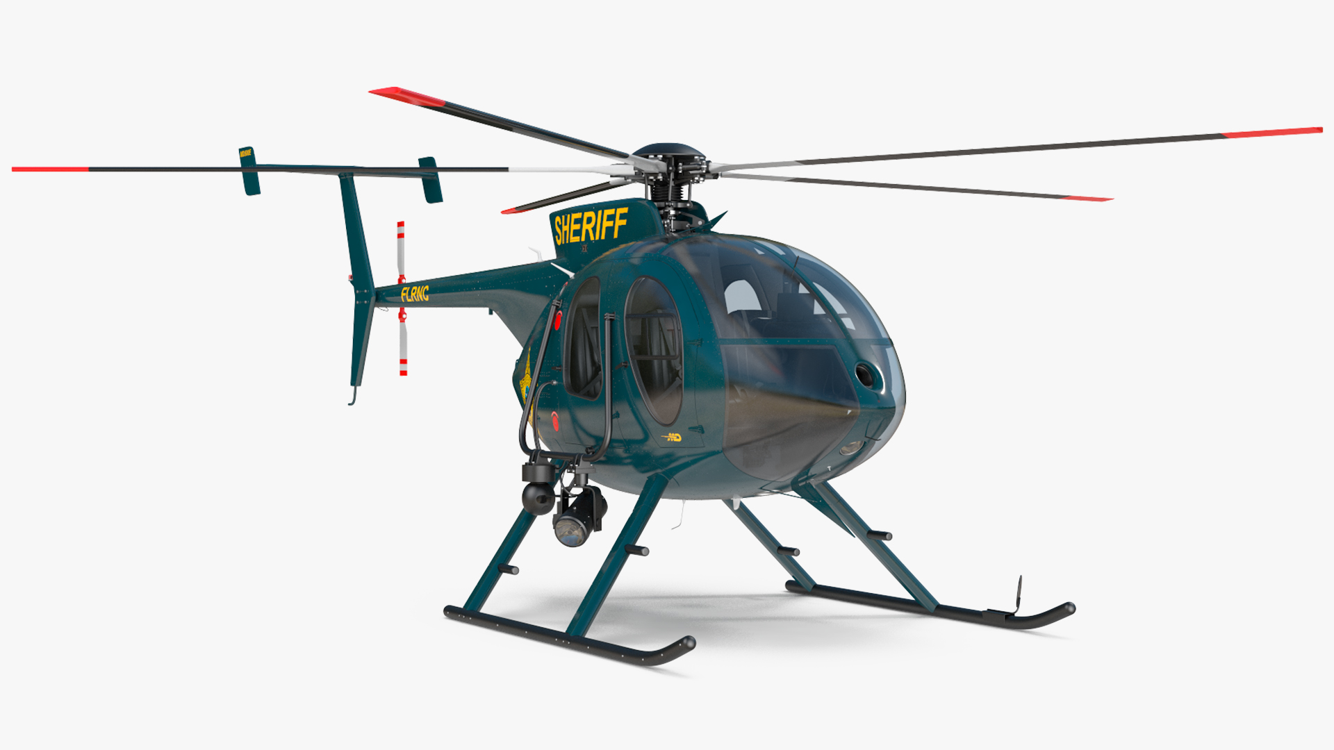 3D MD 500E Sheriff Helicopter Rigged model