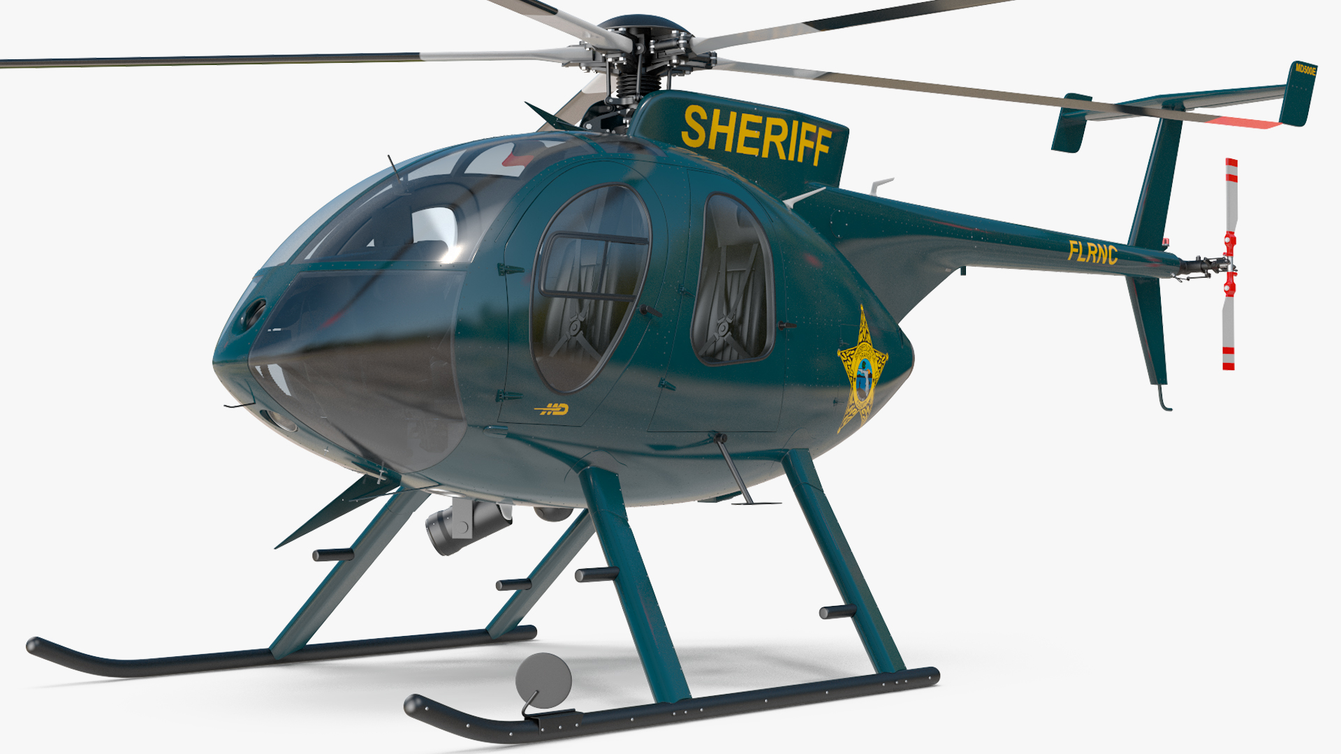 3D MD 500E Sheriff Helicopter Rigged model