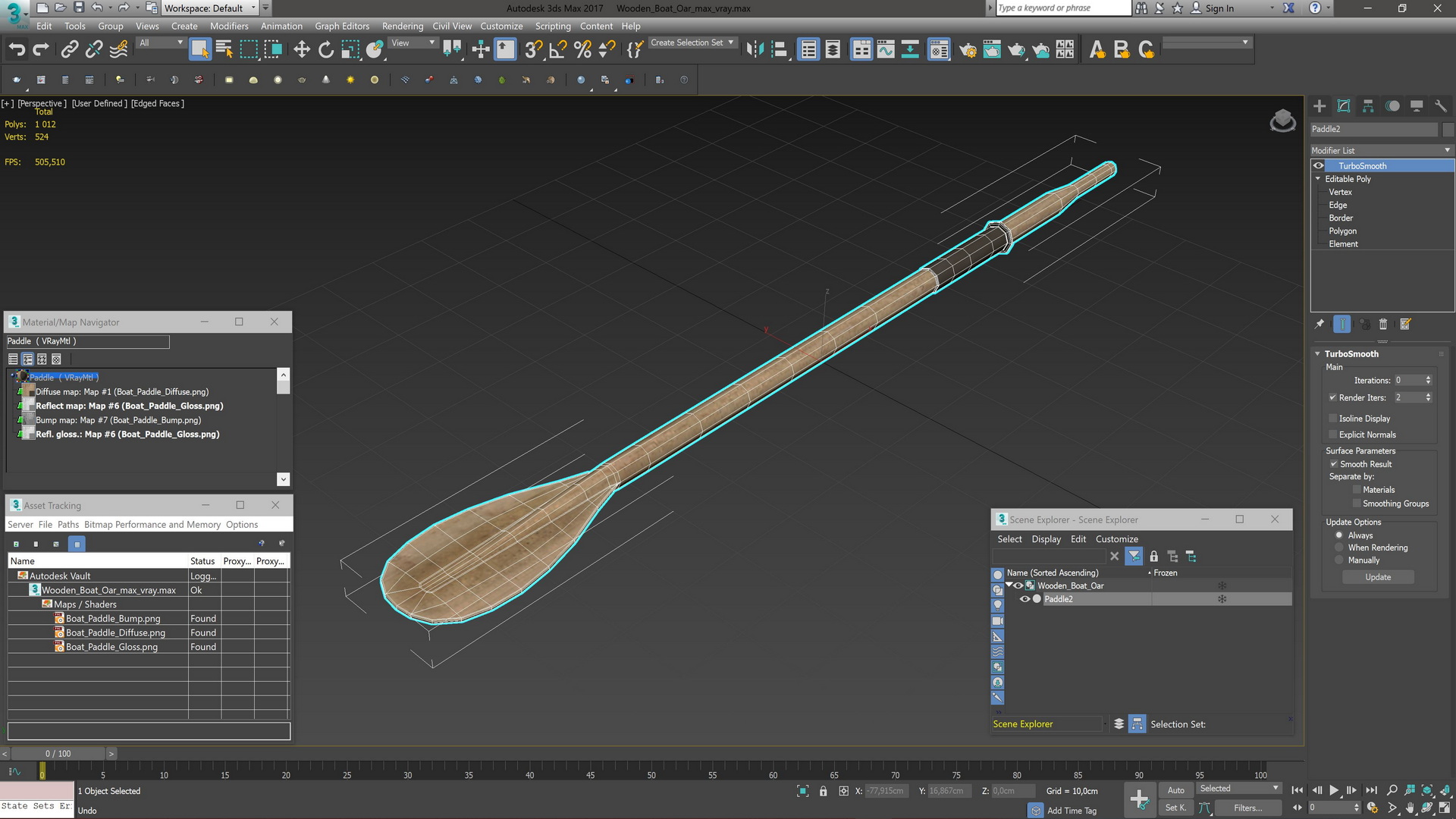 3D model Wooden Boat Oar