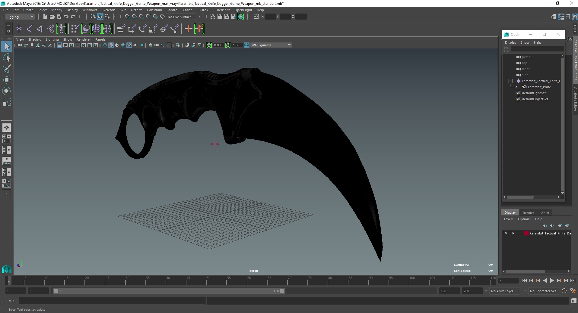 Karambit Tactical Knife Dagger Game Weapon 3D