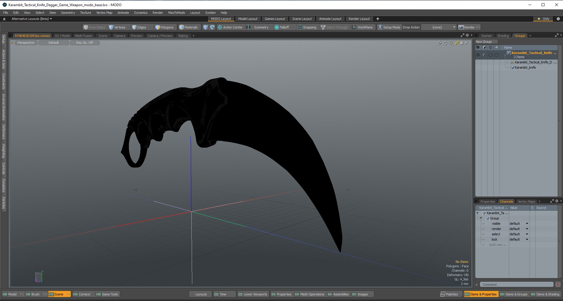 Karambit Tactical Knife Dagger Game Weapon 3D