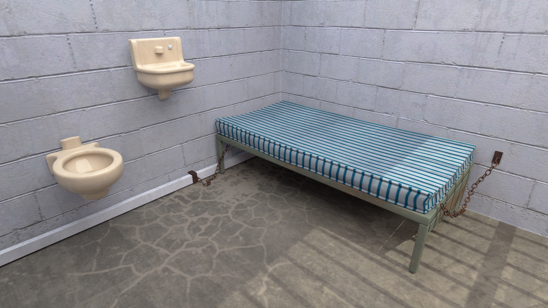 Black Prisoner in Jail Cell 3D