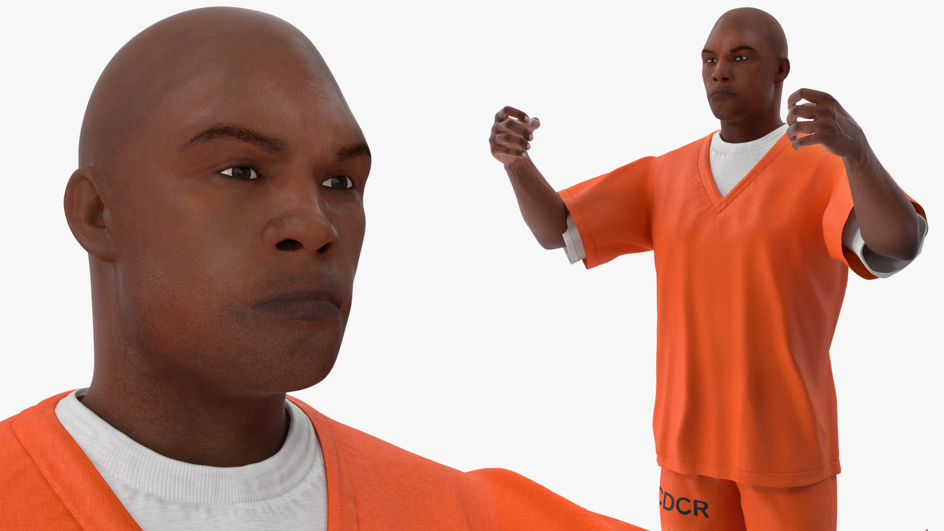 Black Prisoner in Jail Cell 3D