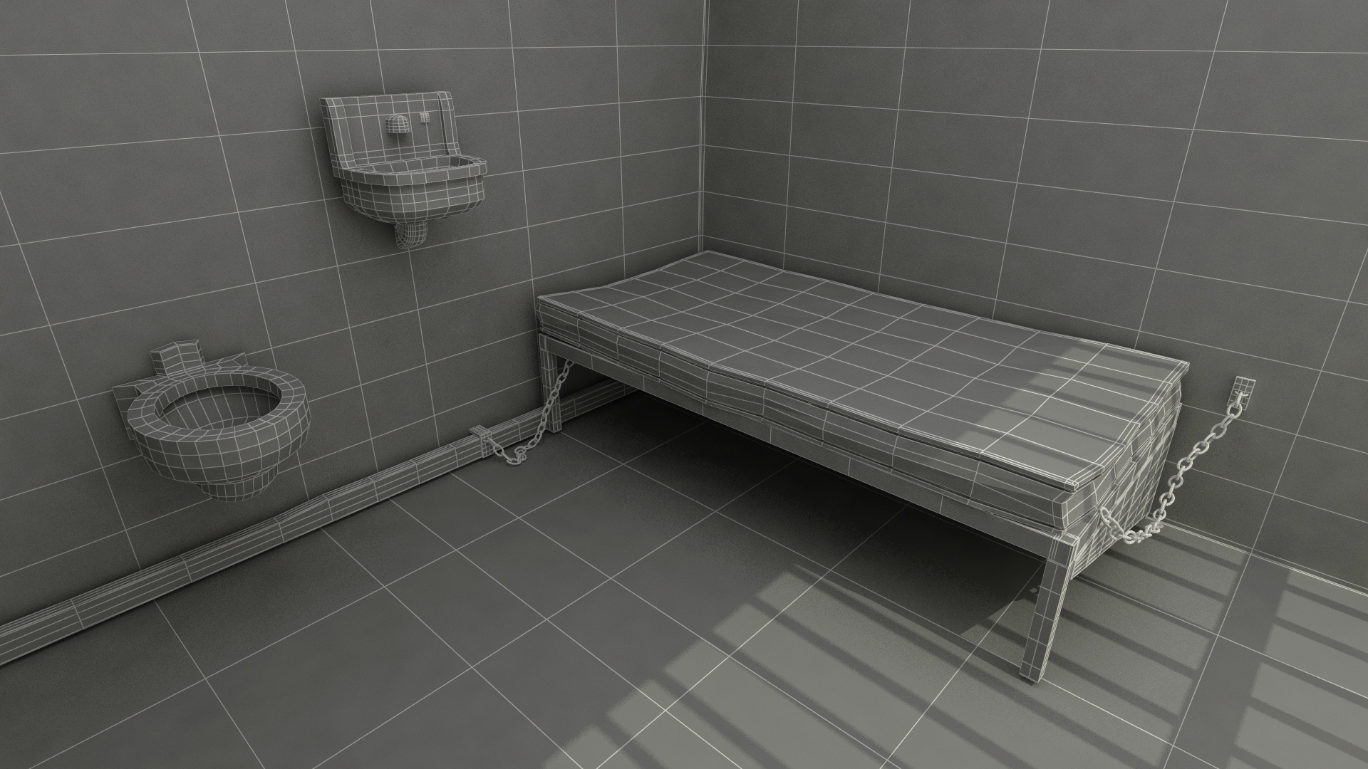 Black Prisoner in Jail Cell 3D