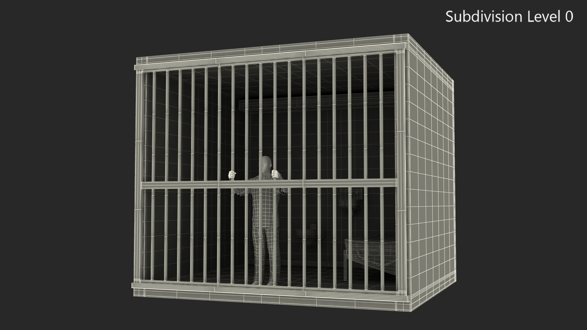 Black Prisoner in Jail Cell 3D