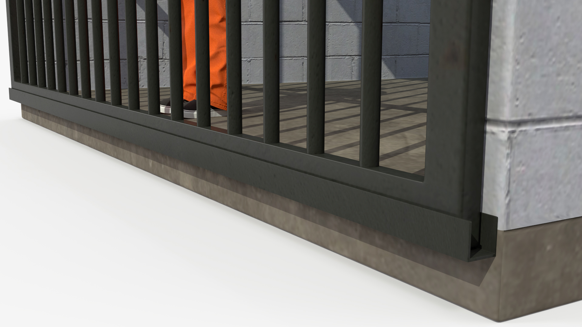 Black Prisoner in Jail Cell 3D