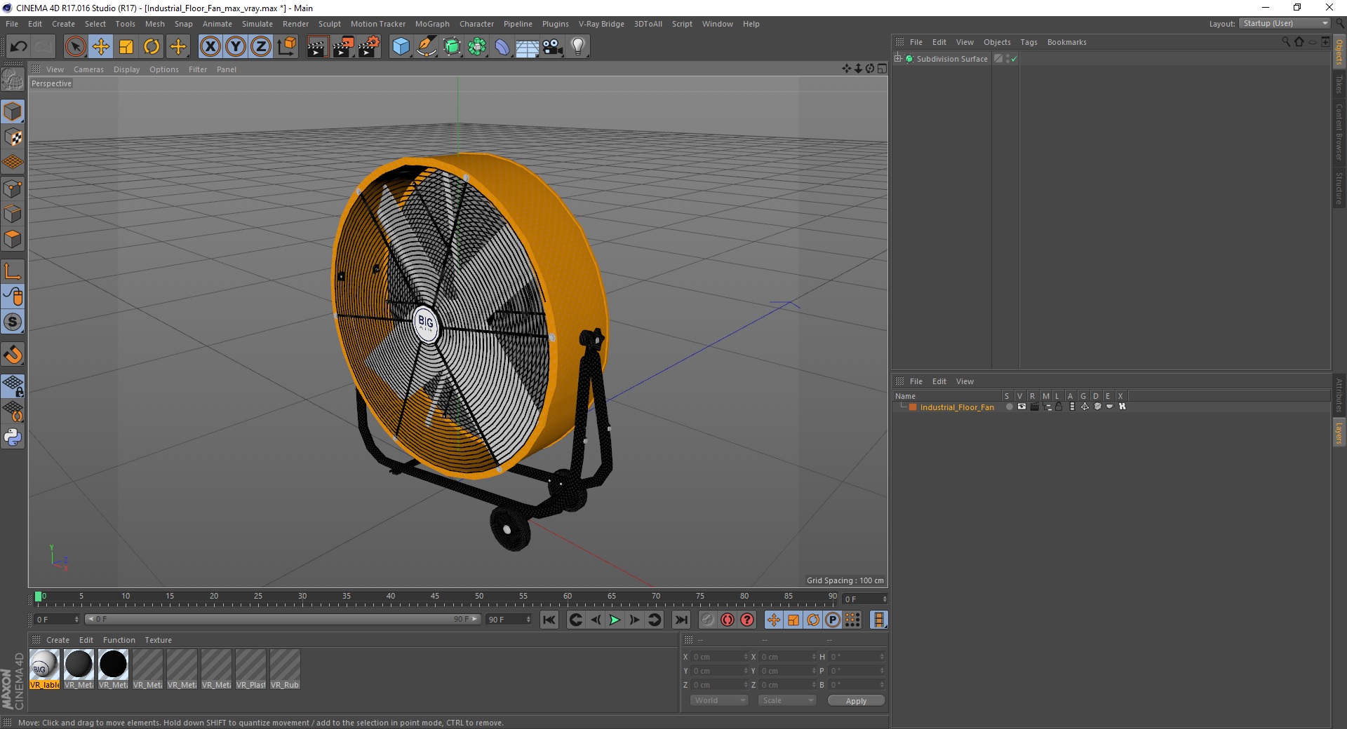 3D model Industrial Floor Fan