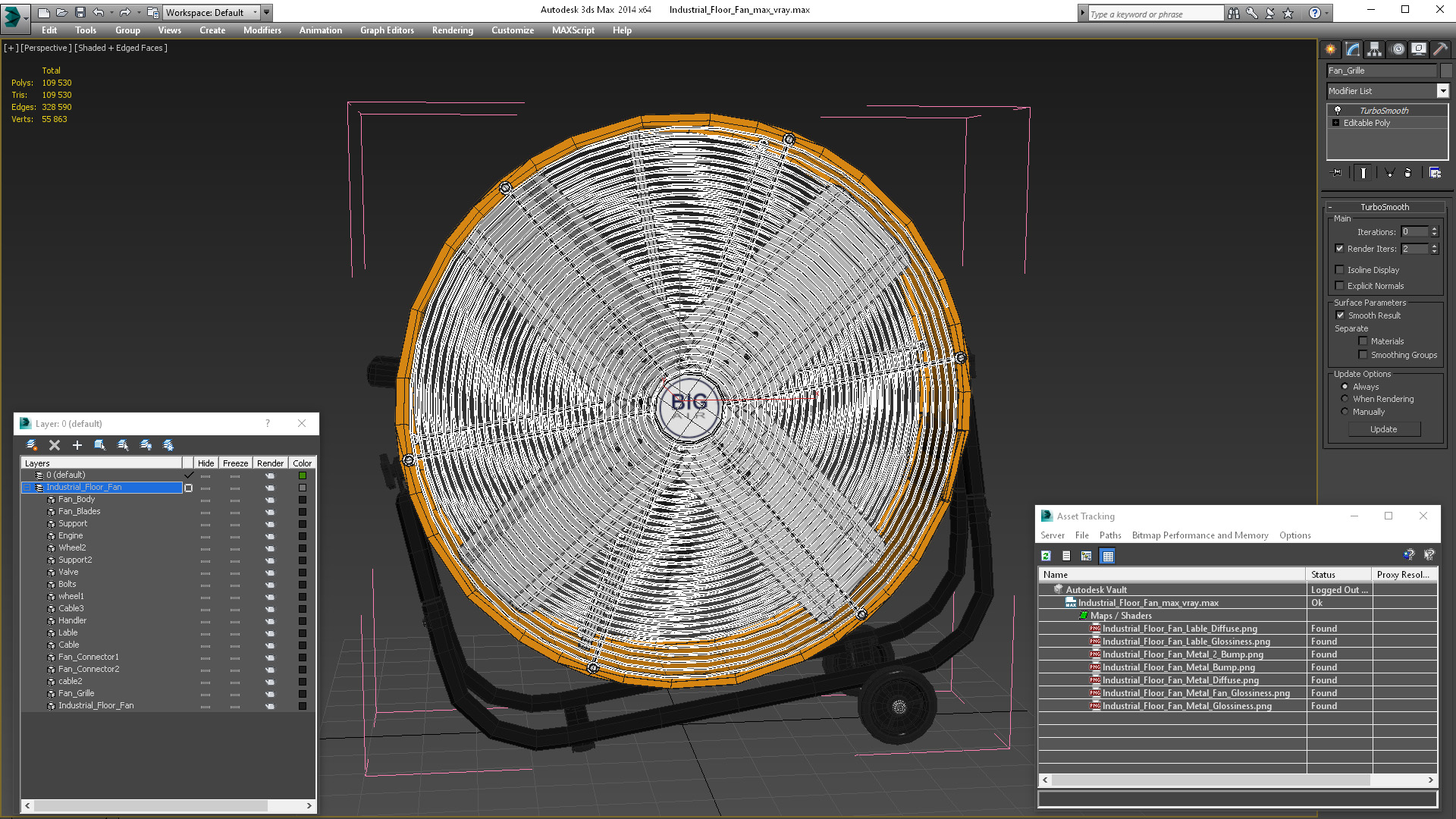 3D model Industrial Floor Fan