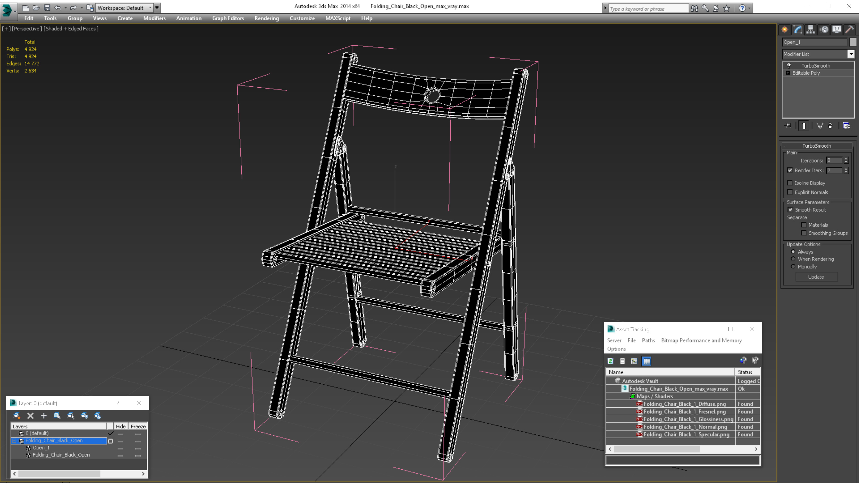 Folding Chair Black Open 3D model