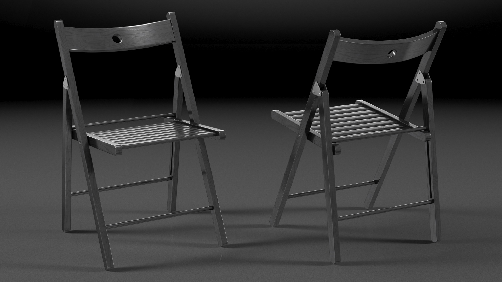 Folding Chair Black Open 3D model