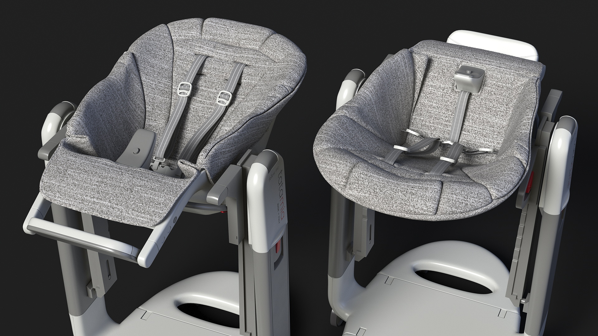 3D High Chair Peg Perego Horizontal Grey Rigged for Maya model