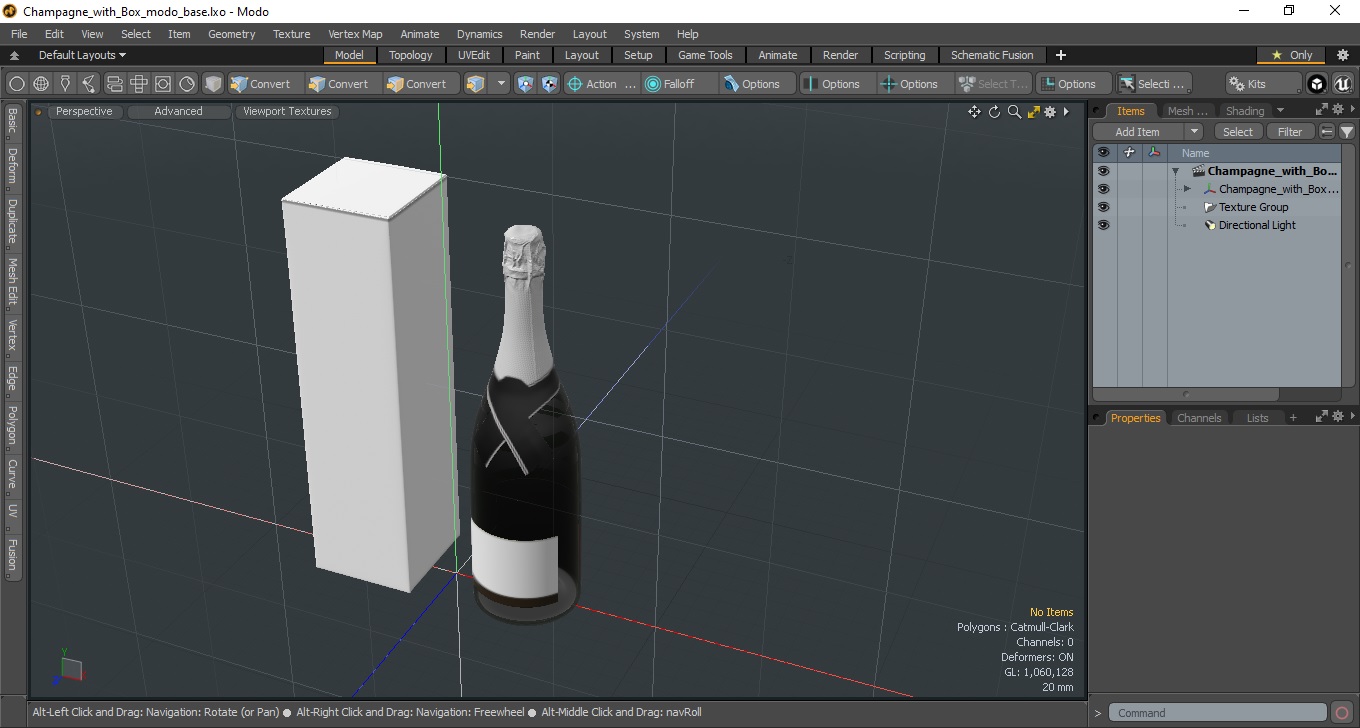 3D Champagne with Box model