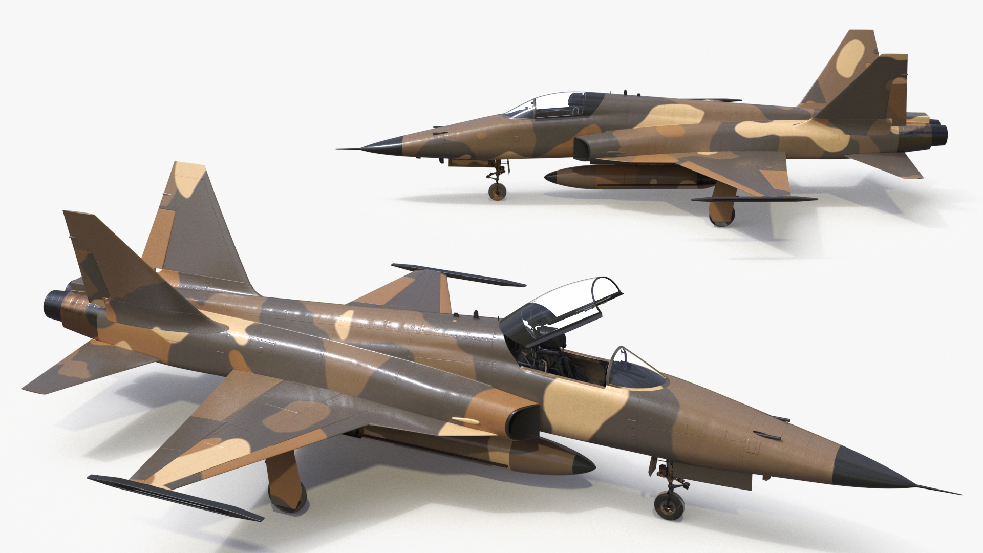 Sand Camouflaged Military Fighter Jet Rigged 3D model