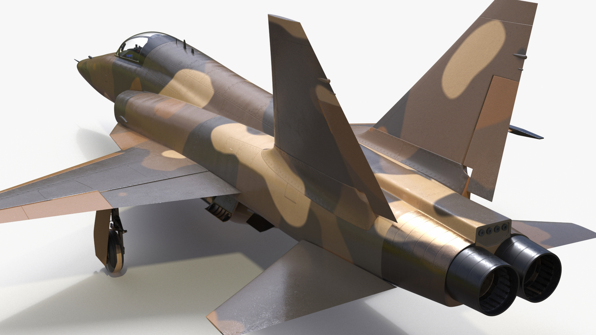 Sand Camouflaged Military Fighter Jet Rigged 3D model