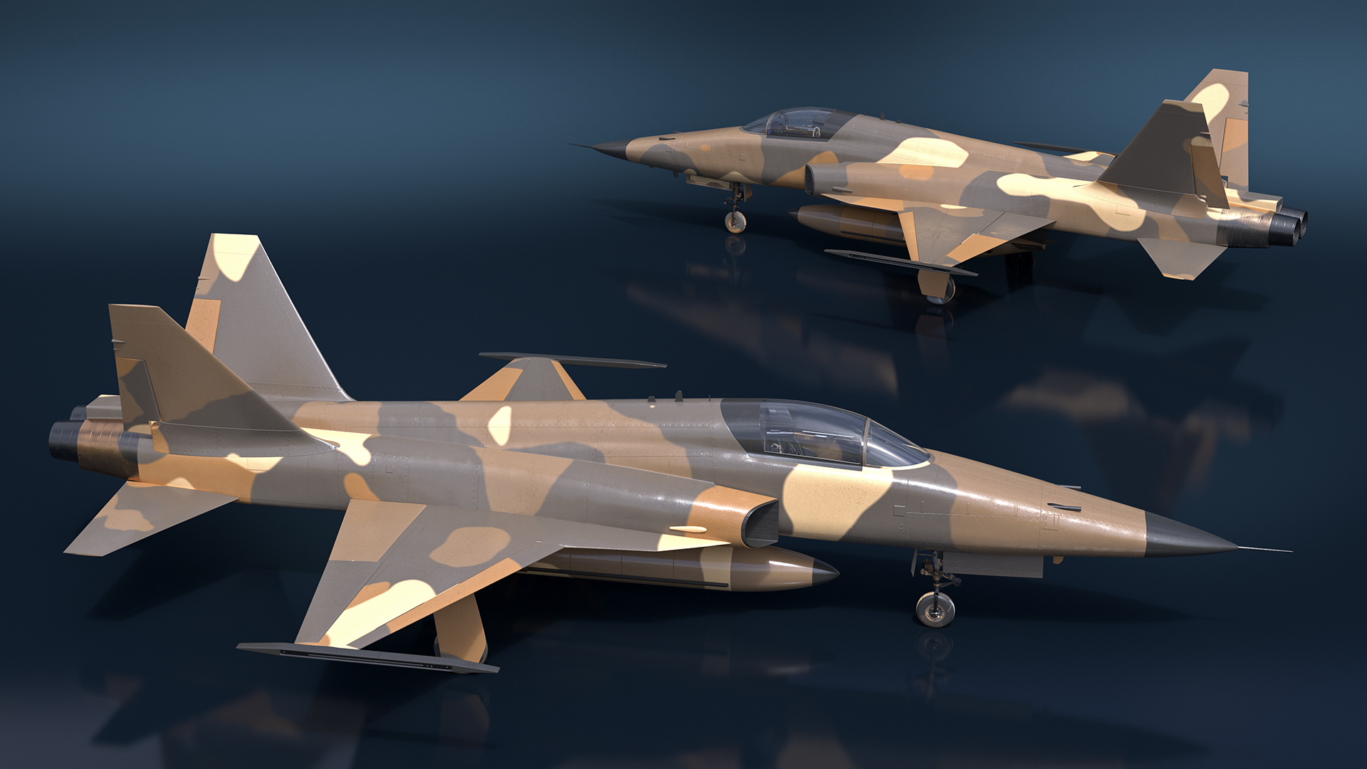 Sand Camouflaged Military Fighter Jet Rigged 3D model