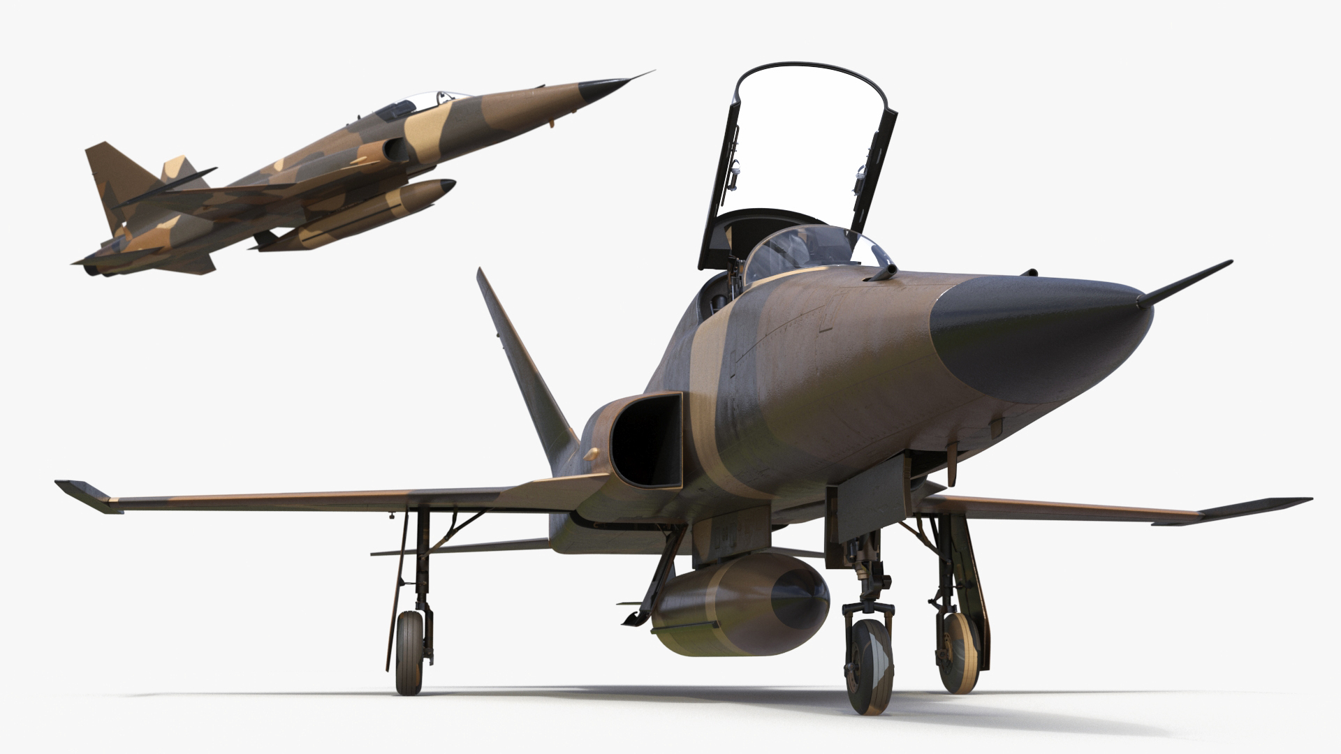 Sand Camouflaged Military Fighter Jet Rigged 3D model