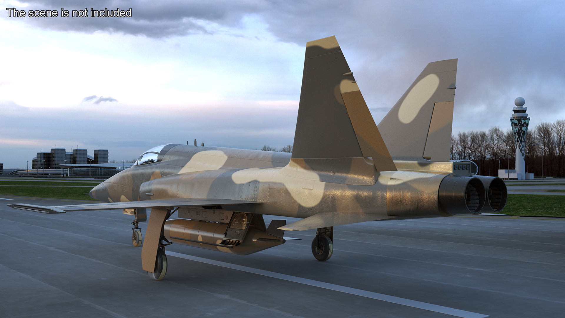 Sand Camouflaged Military Fighter Jet Rigged 3D model