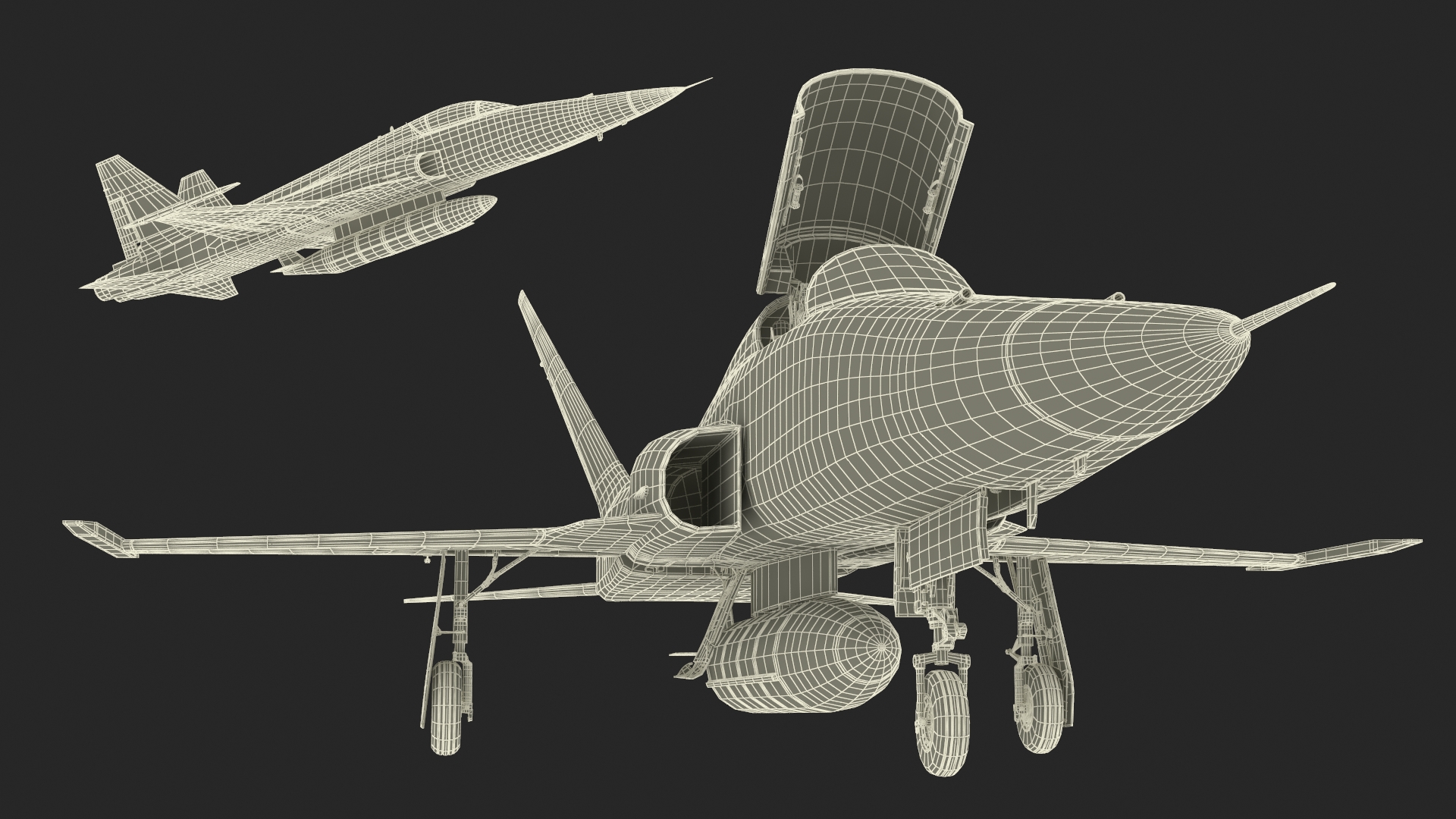 Sand Camouflaged Military Fighter Jet Rigged 3D model