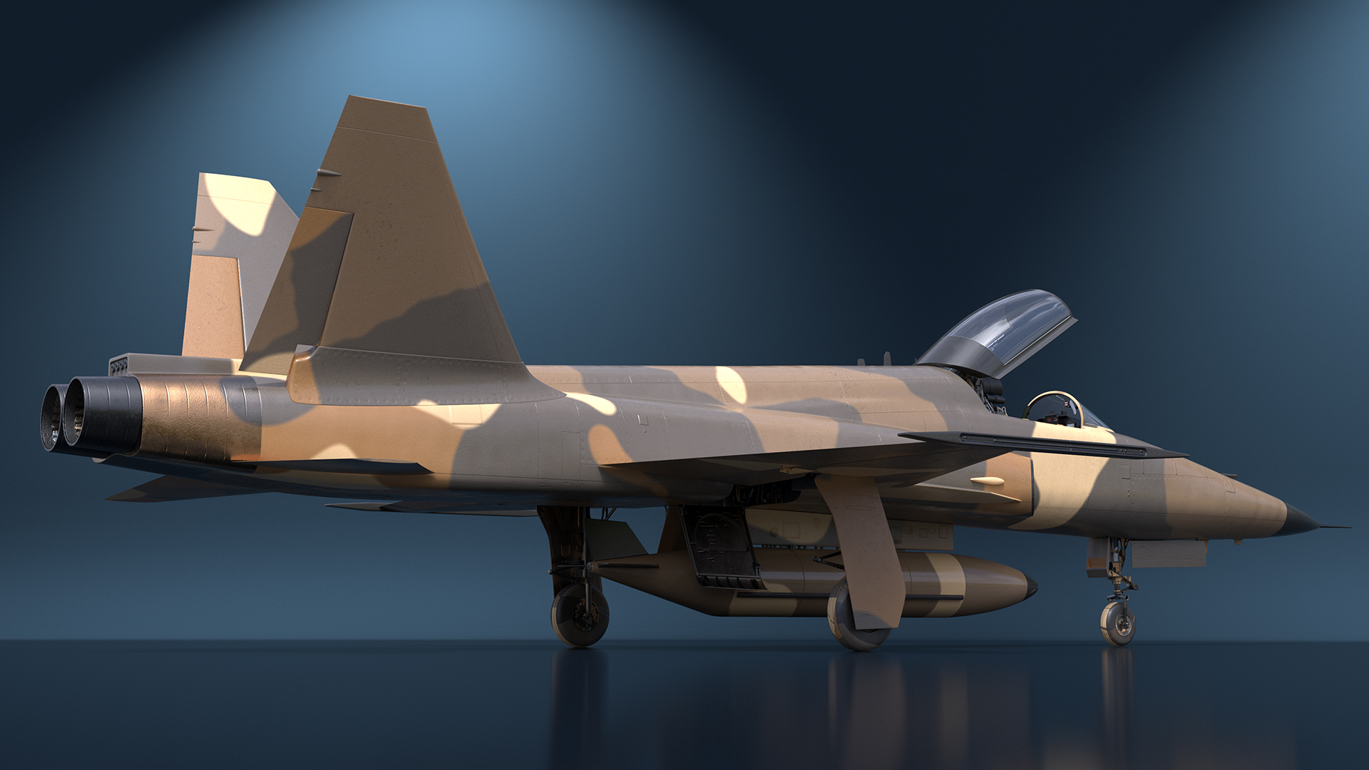 Sand Camouflaged Military Fighter Jet Rigged 3D model