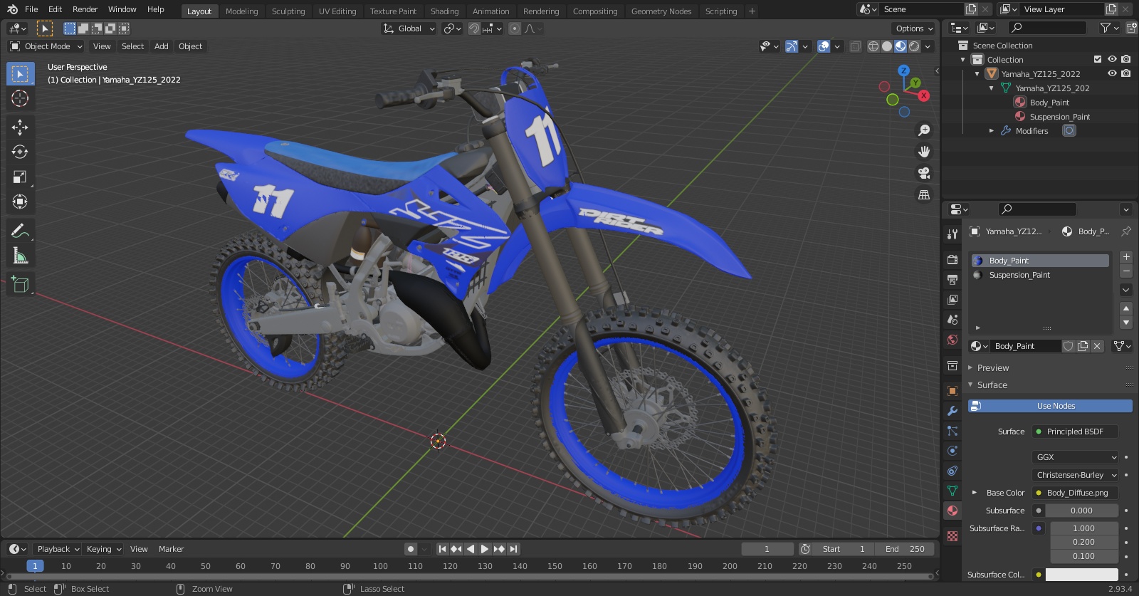 Yamaha YZ125 2022 3D