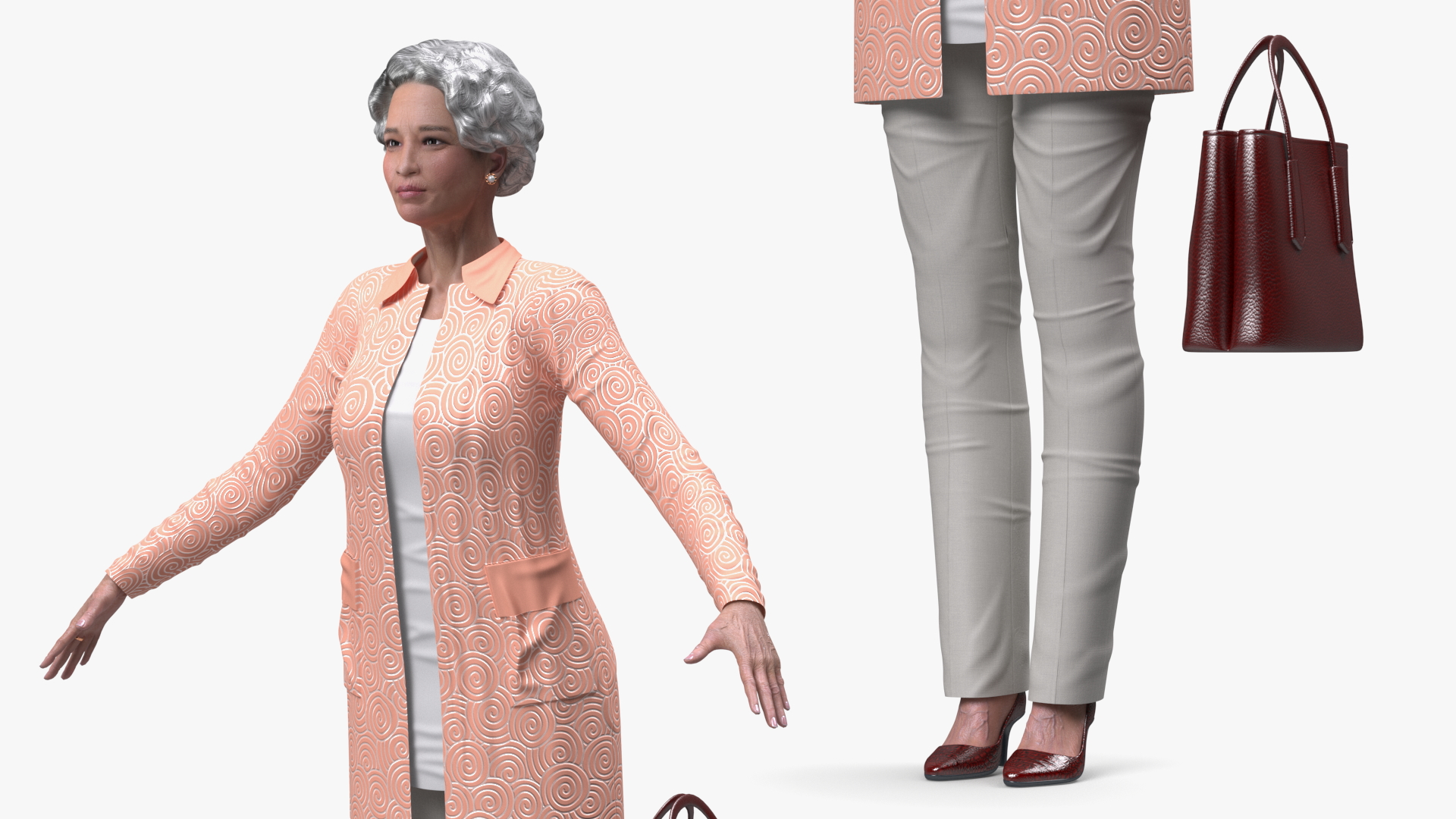 3D Chinese Elderly Woman Everyday Style A-Pose model