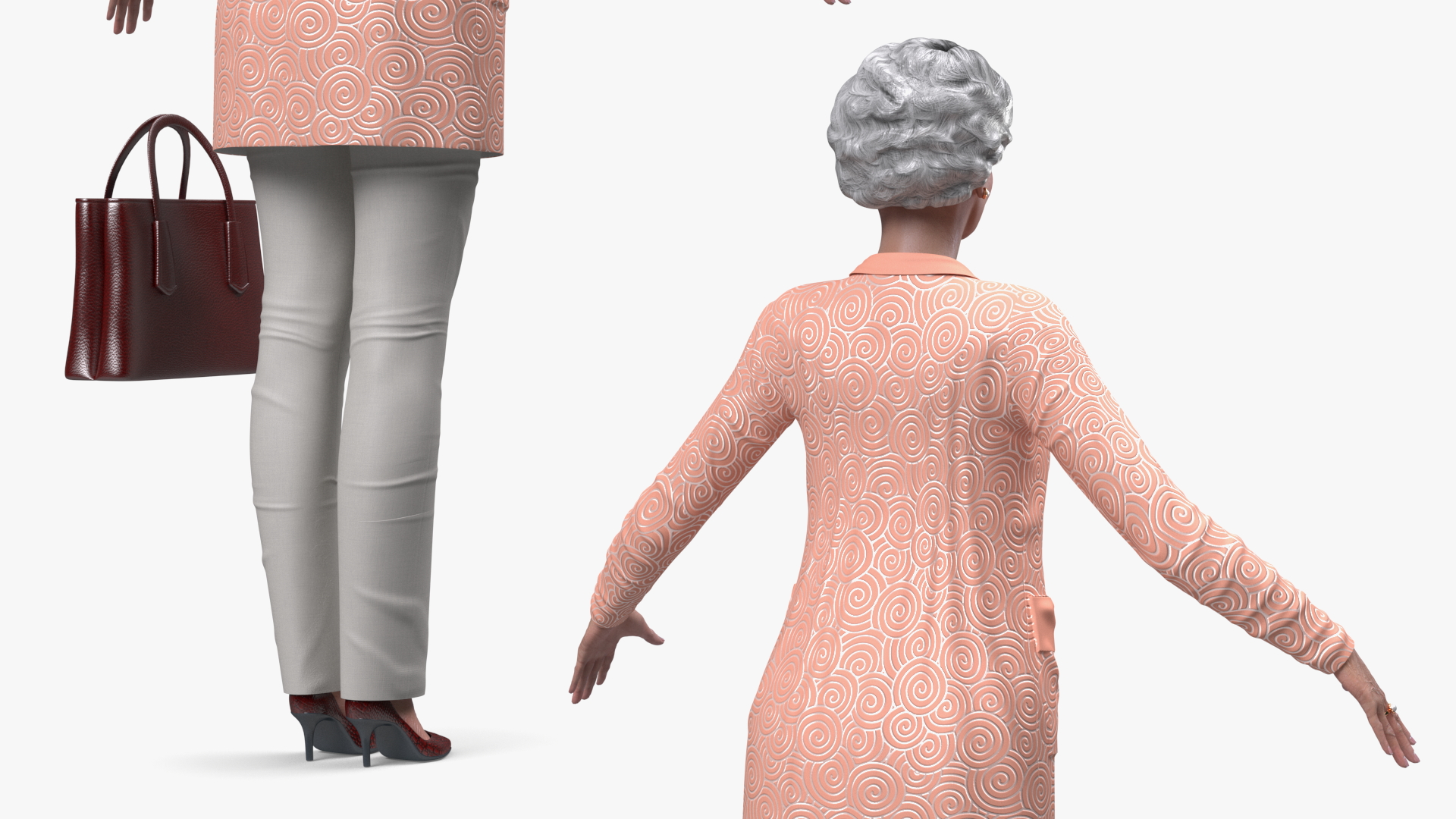 3D Chinese Elderly Woman Everyday Style A-Pose model