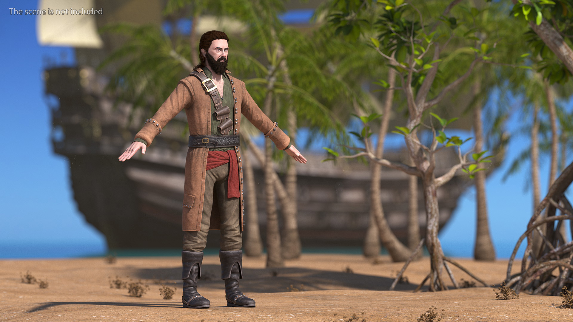 Rogue Pirate Man Rigged for Maya 3D