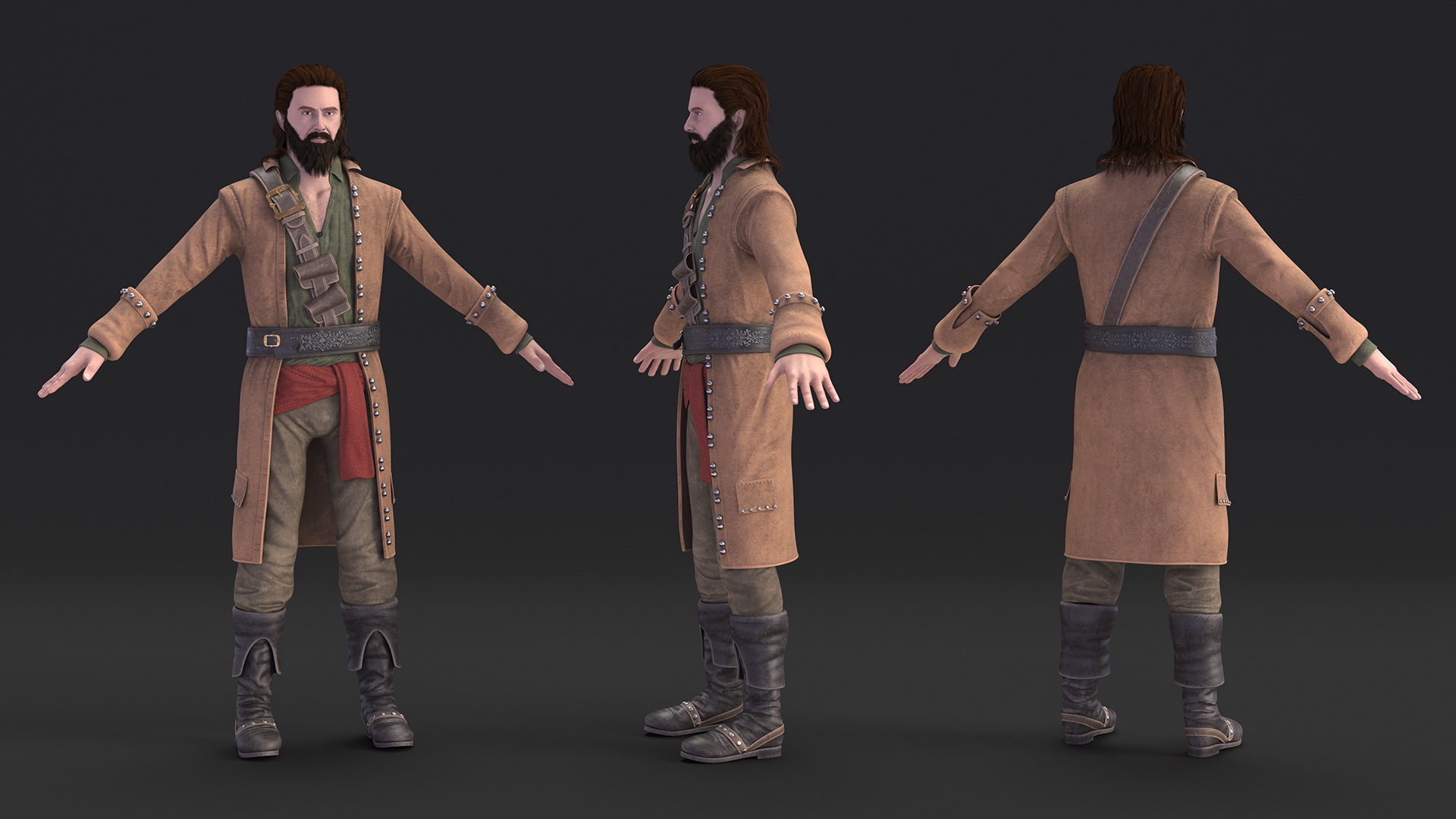 Rogue Pirate Man Rigged for Maya 3D