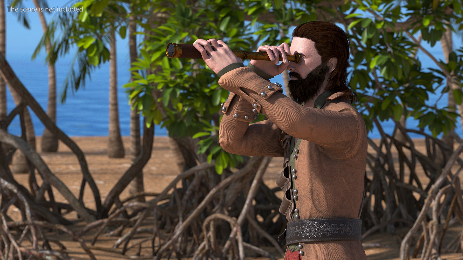 Rogue Pirate Man Rigged for Maya 3D