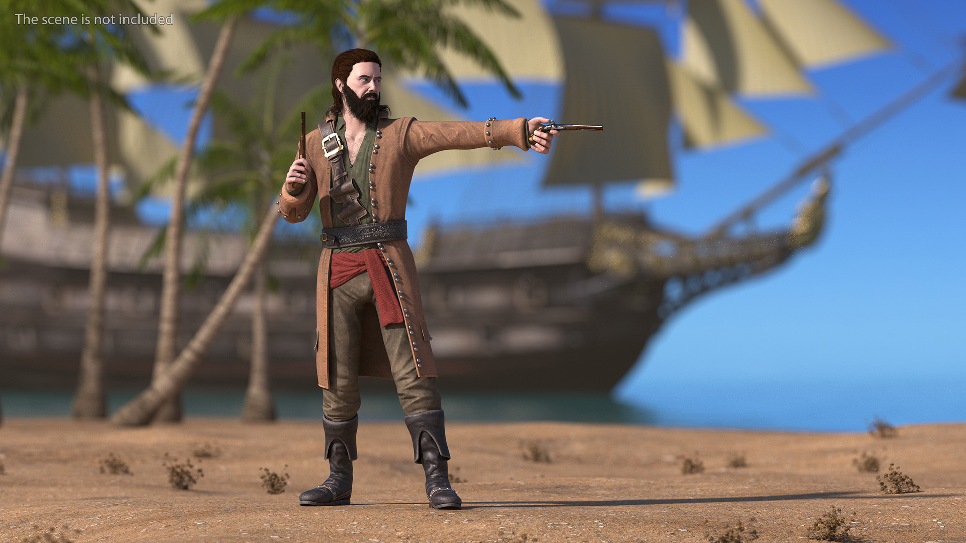 Rogue Pirate Man Rigged for Maya 3D