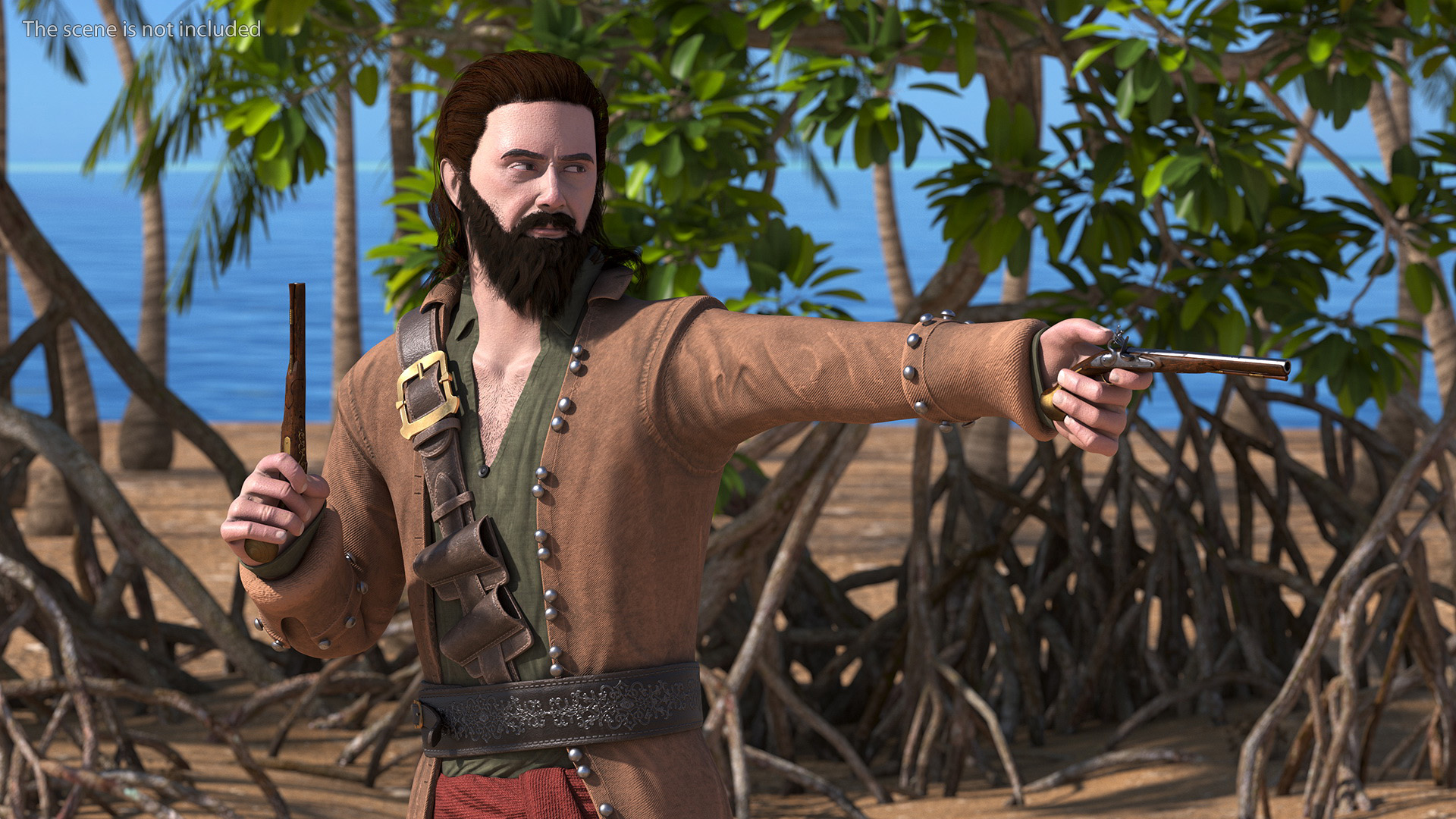 Rogue Pirate Man Rigged for Maya 3D