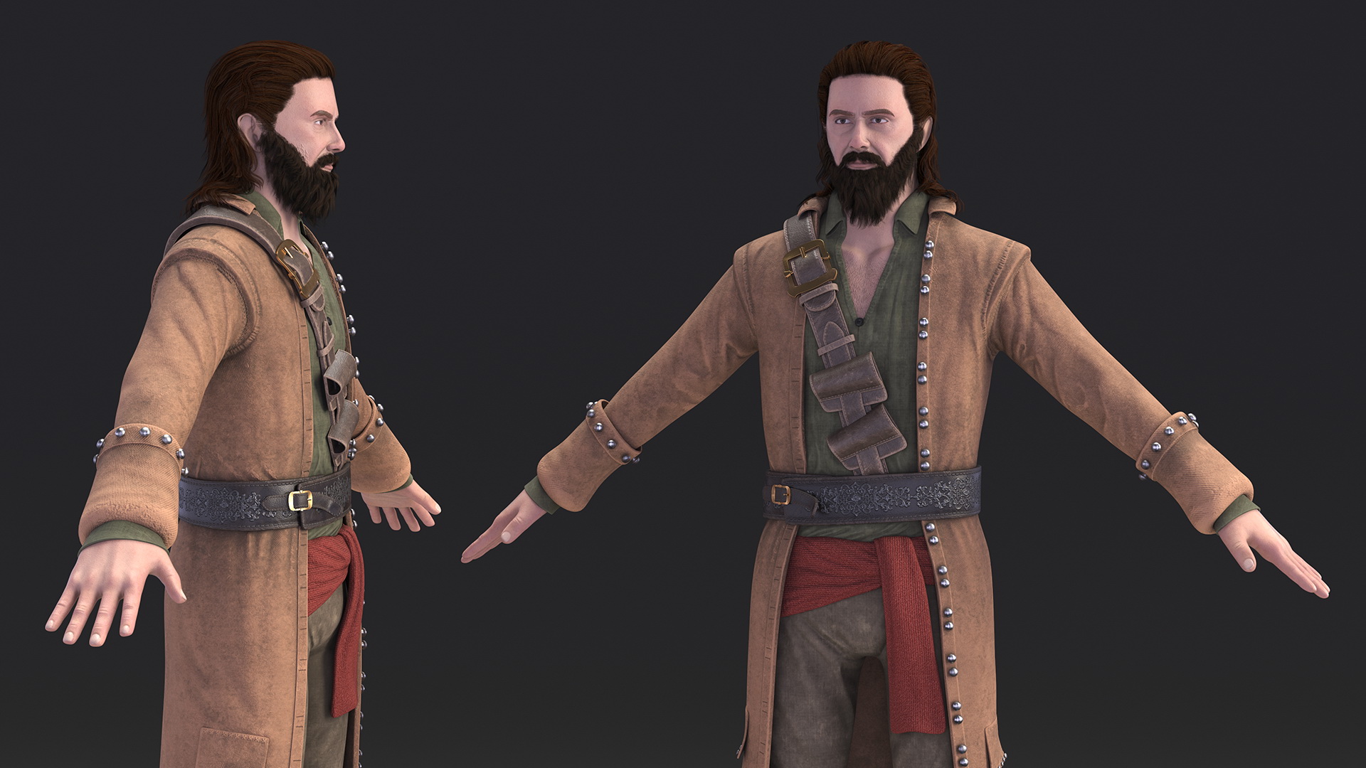 Rogue Pirate Man Rigged for Cinema 4D 3D