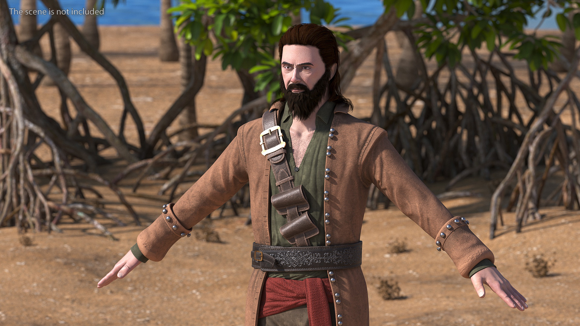 Rogue Pirate Man Rigged for Maya 3D