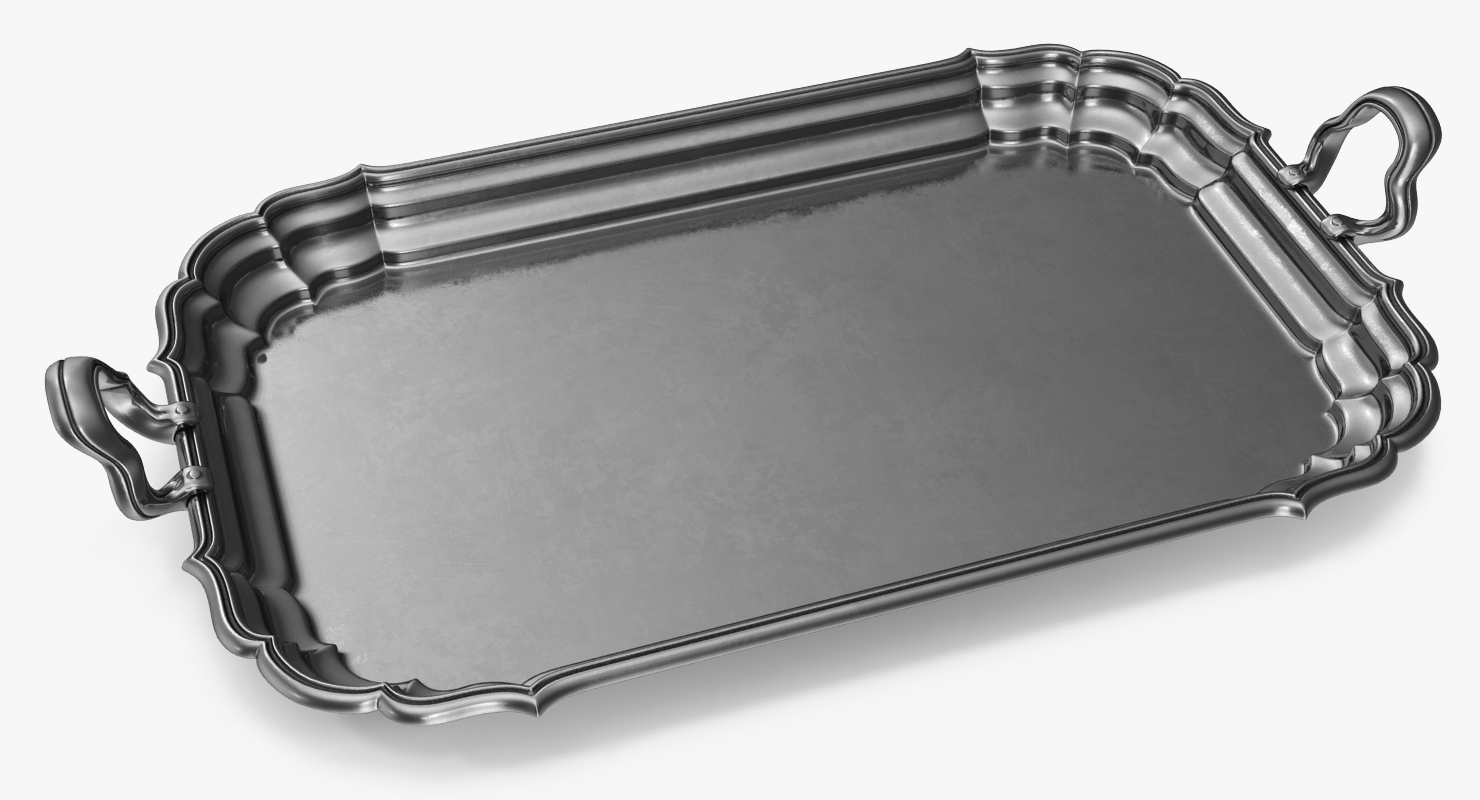 3D Silver Tray with Apples model