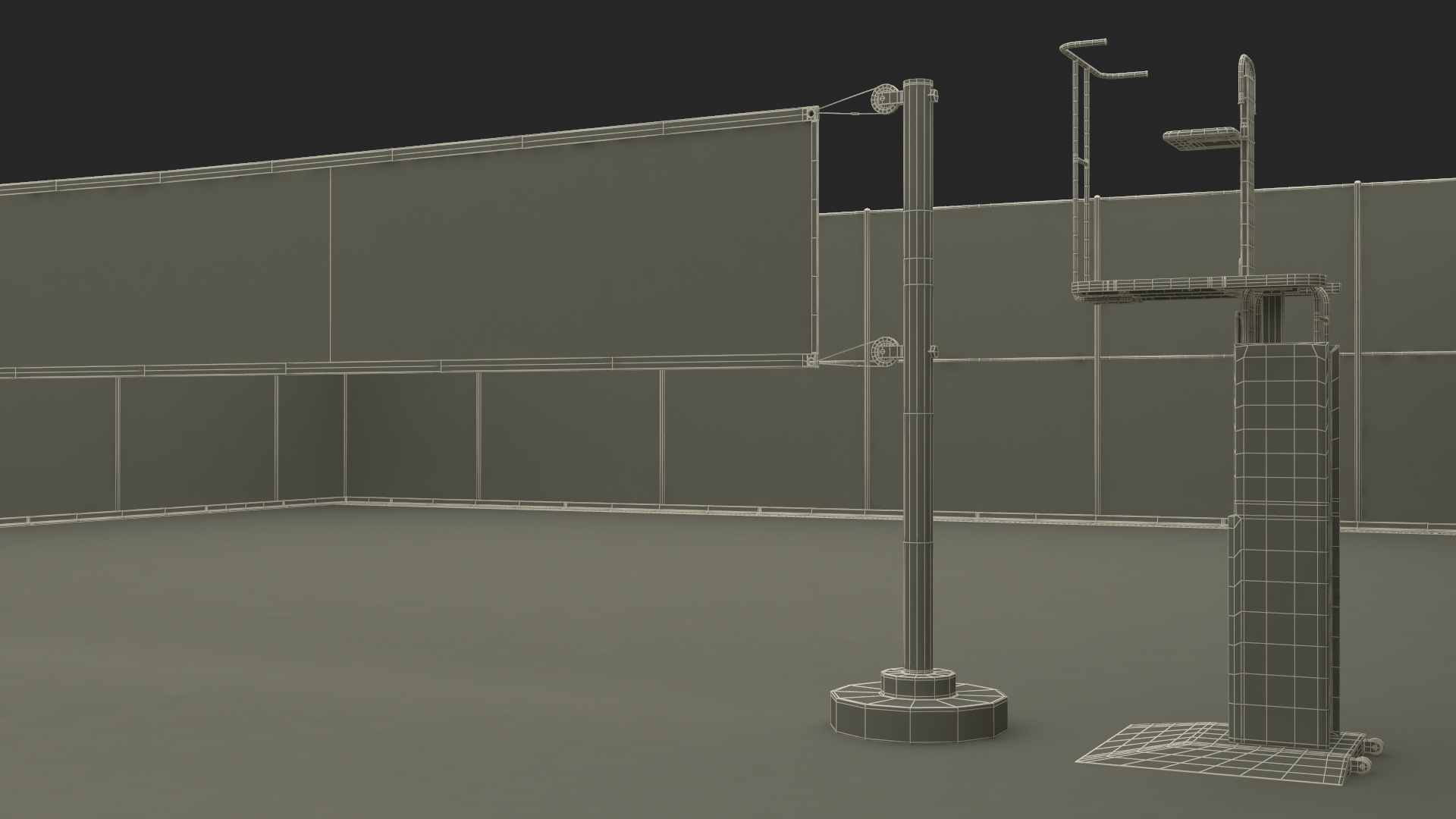 Volleyball Court and Referee Towers by SENOH 3D model