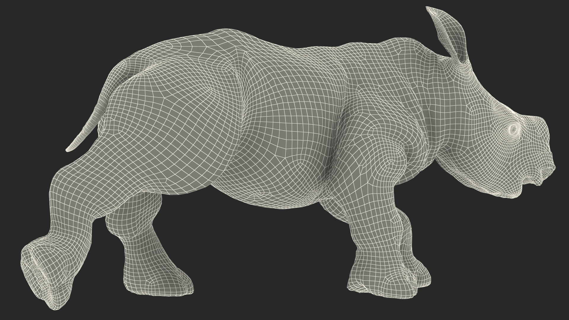 Rhino Baby Walking Pose Fur 3D