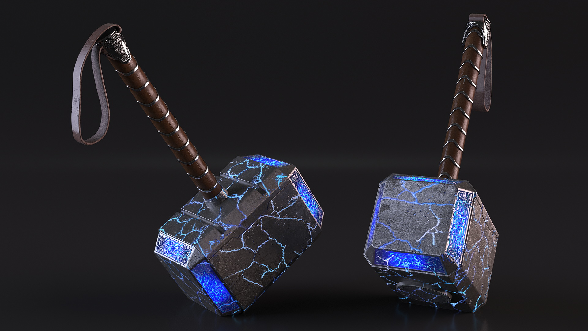 Thor Hammer Mjolnir with Glowing Cracks 3D model