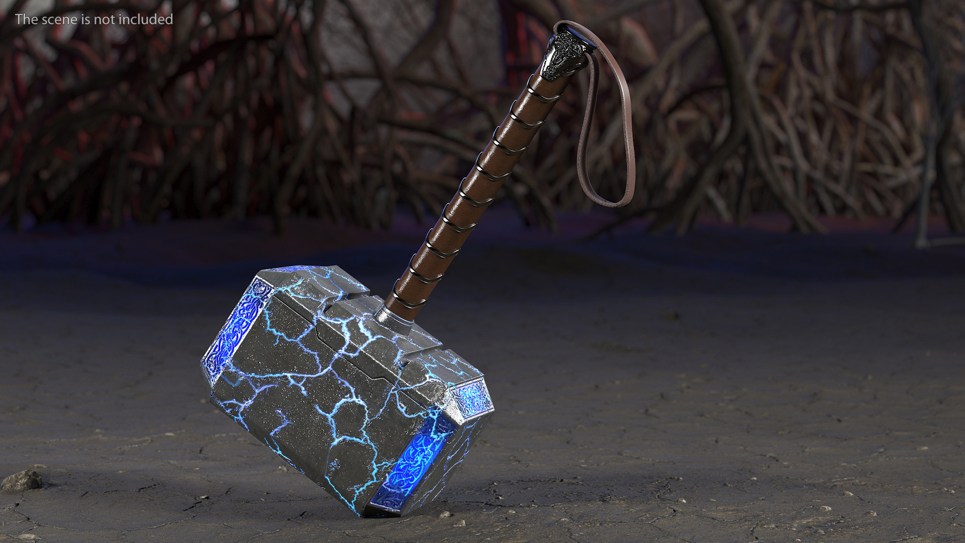 Thor Hammer Mjolnir with Glowing Cracks 3D model