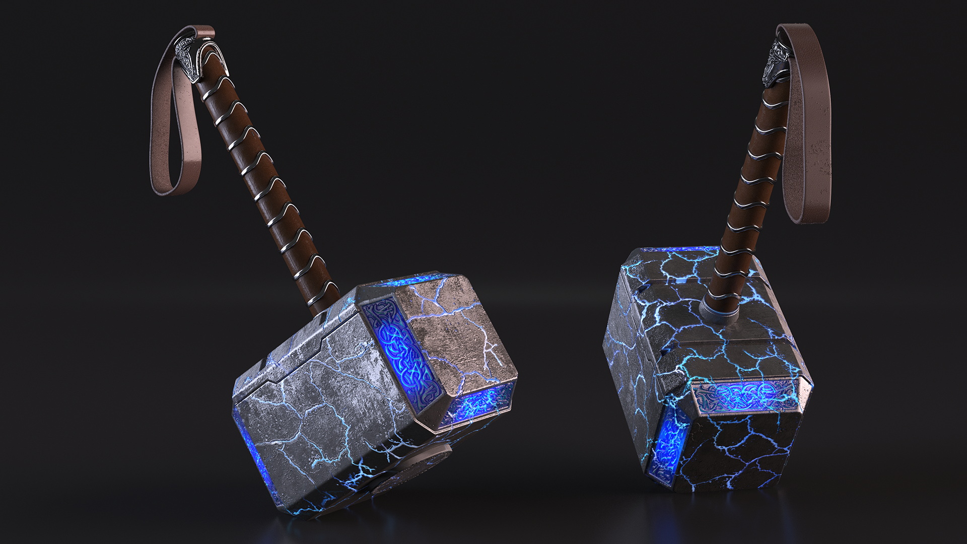 Thor Hammer Mjolnir with Glowing Cracks 3D model