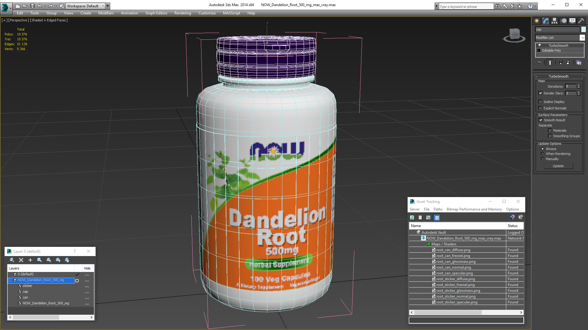 3D model NOW Dandelion Root 500 mg