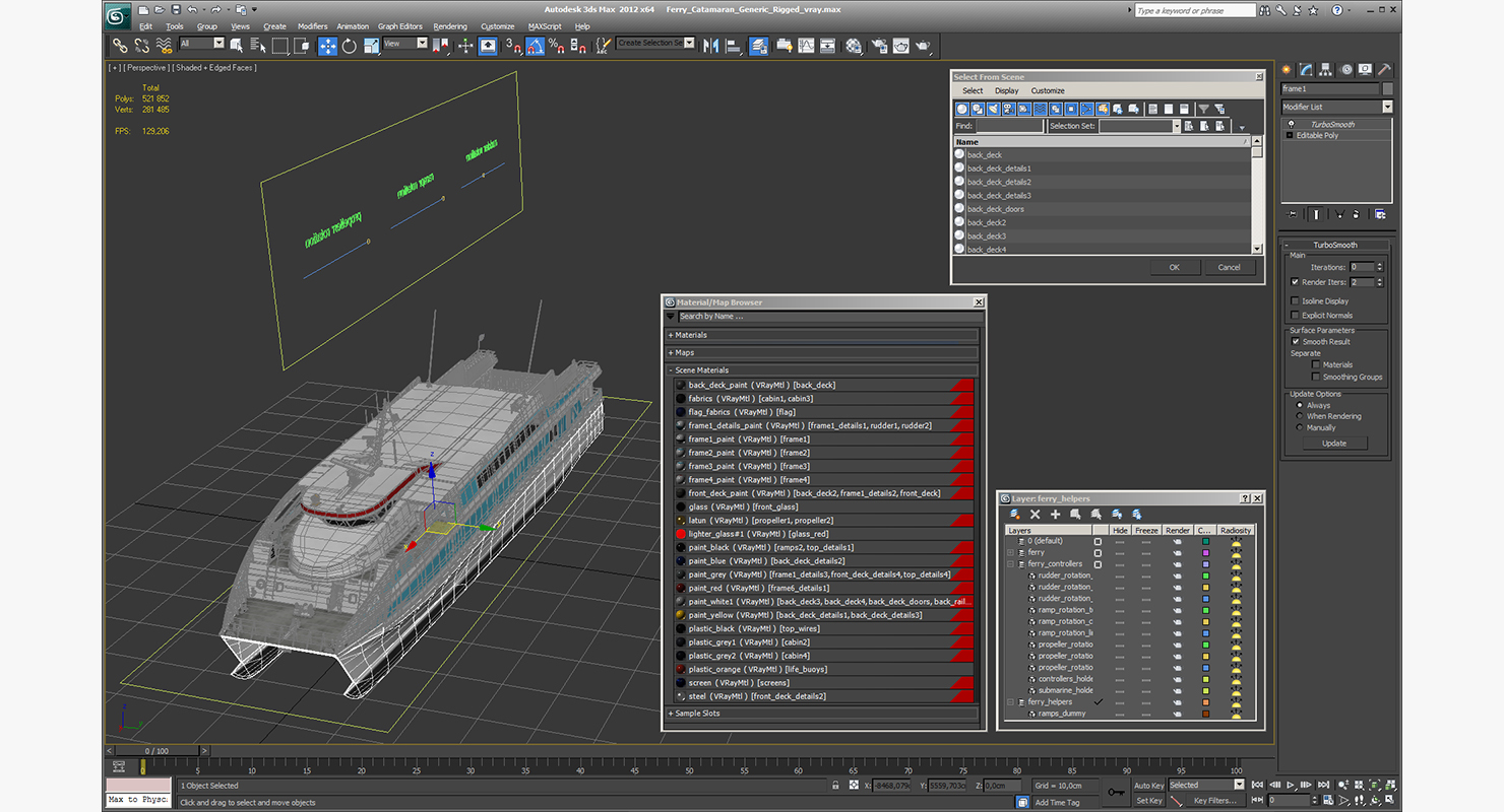 3D model Ferry Catamaran Generic Rigged