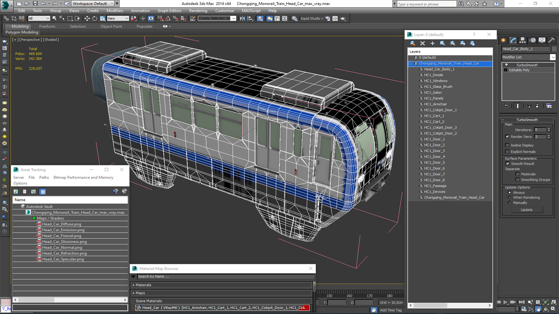 3D Chongqing Monorail Train Head Car model