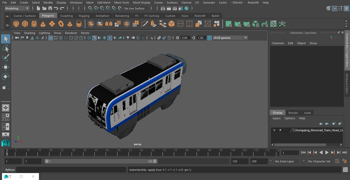 3D Chongqing Monorail Train Head Car model