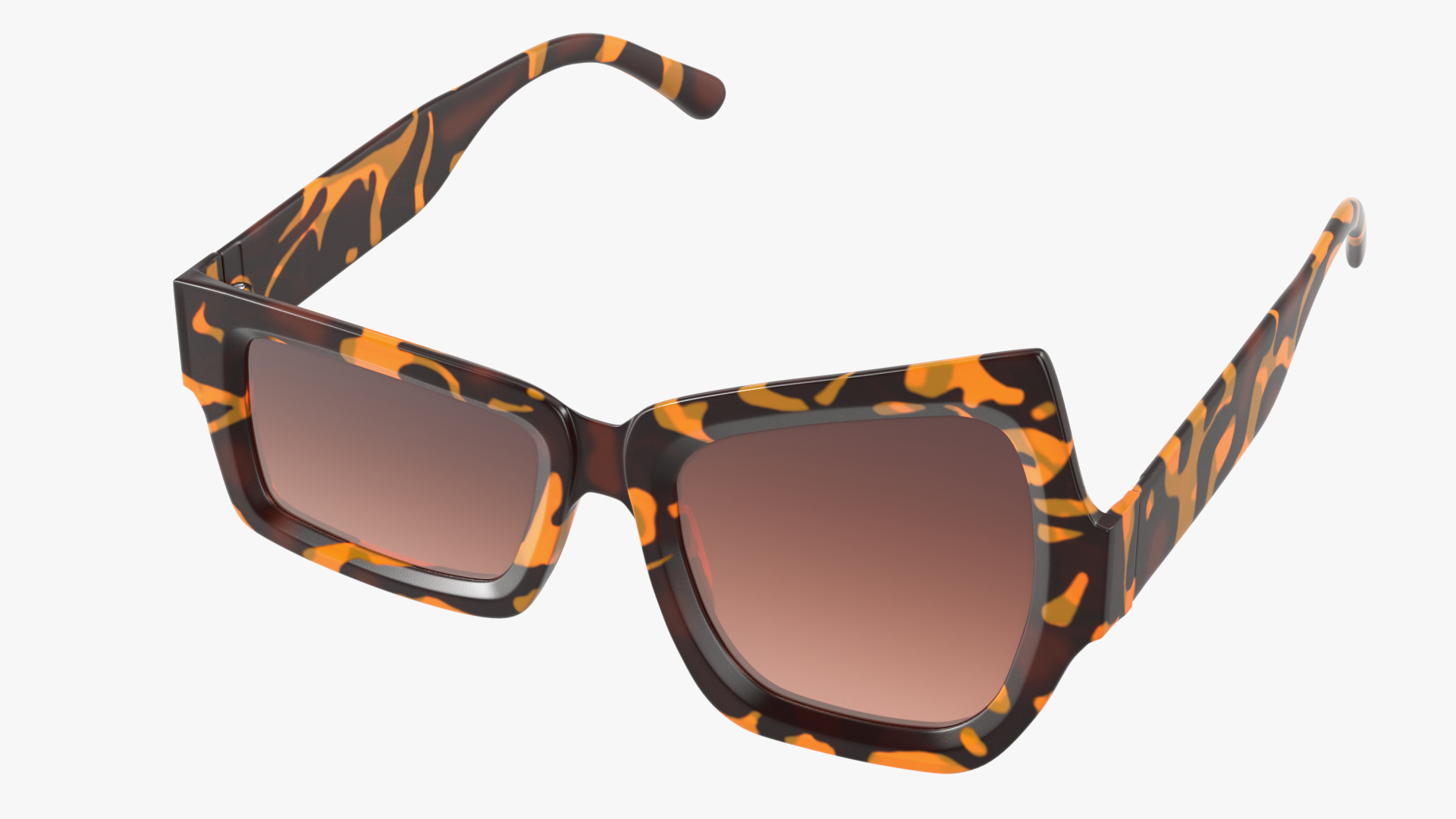 Tortoise Asymmetrical Sunglasses 3D