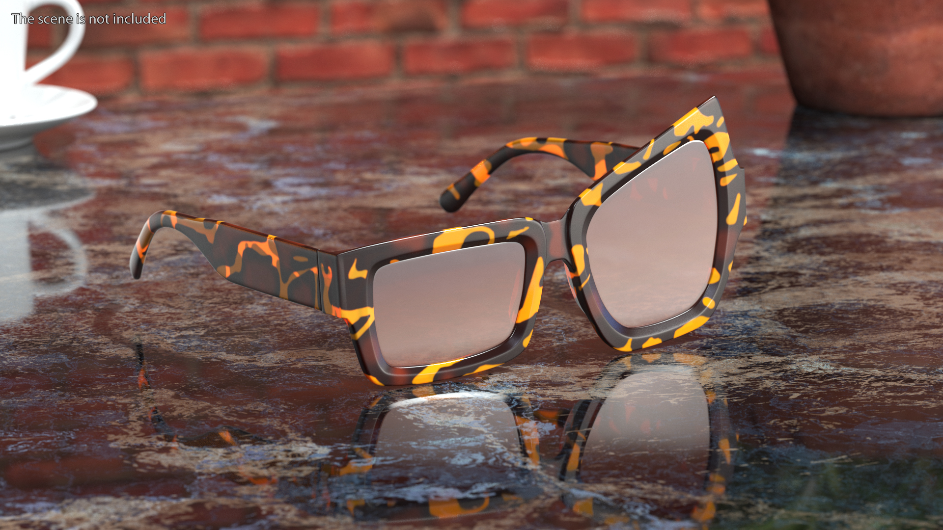 Tortoise Asymmetrical Sunglasses 3D